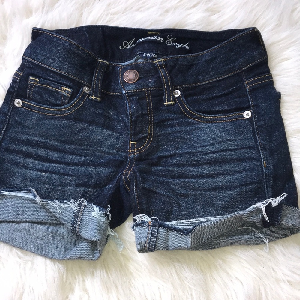 AEO DARK WASH STRETCH SHORTS